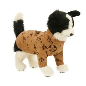 Dog Knitted Cotton LV Print Coat | Size:  L